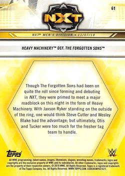 2019 Topps WWE NXT - Bronze #61 Heavy Machinery / The Forgotten Sons Back