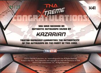 2010 TriStar TNA Xtreme - Autographs Green #X41 Kazarian Back