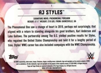 2020 Topps Chrome WWE #1 AJ Styles Back