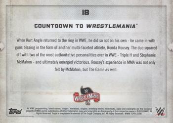 2020 Topps Countdown to WrestleMania #18 Kurt Angle / Ronda Rousey / Triple H / Stephanie McMahon Back