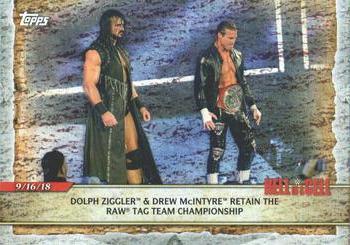 2020 Topps Road to WrestleMania - Foilboard #17 Dolph Ziggler & Drew McIntyre Retain the Raw Tag Team Championship Front