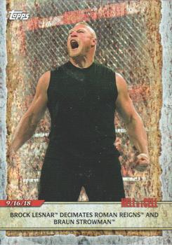 2020 Topps Road to WrestleMania - Foilboard #18 Brock Lesnar Decimates Roman Reigns and Braun Strowman Front