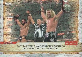 2020 Topps Road to WrestleMania - Foilboard #19 Raw Tag Team Champions Dolph Ziggler & Drew McIntyre Def. The Revival Front