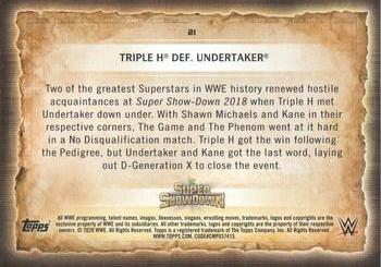 2020 Topps Road to WrestleMania - Foilboard #21 Triple H Def. Undertaker Back