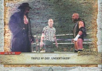 2020 Topps Road to WrestleMania - Foilboard #21 Triple H Def. Undertaker Front