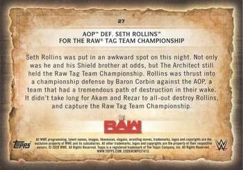 2020 Topps Road to WrestleMania - Foilboard #27 AOP Def. Seth Rollins for the Raw Tag Team Championship Back
