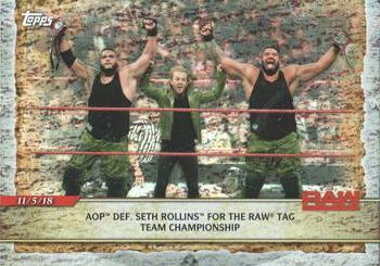 2020 Topps Road to WrestleMania - Foilboard #27 AOP Def. Seth Rollins for the Raw Tag Team Championship Front