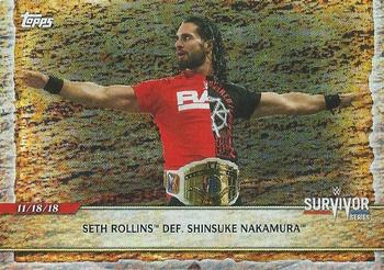 2020 Topps Road to WrestleMania - Foilboard #28 Seth Rollins Def. Shinsuke Nakamura Front