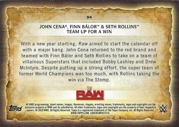2020 Topps Road to WrestleMania - Foilboard #34 John Cena, Finn Balor & Seth Rollins Team Up for a Win Back