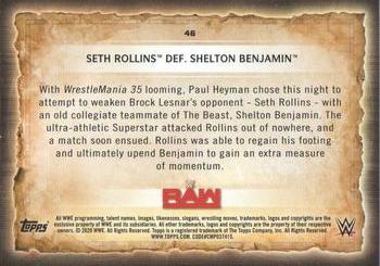 2020 Topps Road to WrestleMania - Foilboard #46 Seth Rollins Def. Shelton Benjamin Back