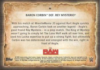 2020 Topps Road to WrestleMania - Foilboard #51 Baron Corbin Def. Rey Mysterio Back