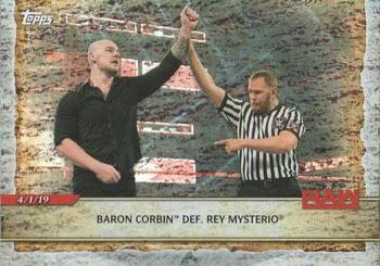 2020 Topps Road to WrestleMania - Foilboard #51 Baron Corbin Def. Rey Mysterio Front