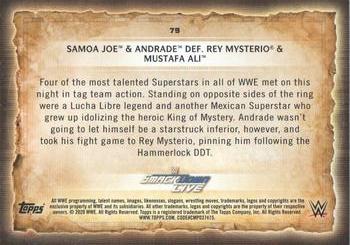 2020 Topps Road to WrestleMania - Foilboard #79 Samoa Joe & Andrade Def. Rey Mysterio & Mustafa Ali Back
