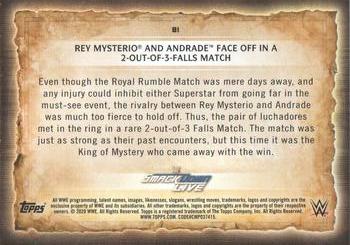 2020 Topps Road to WrestleMania - Foilboard #81 Rey Mysterio and Andrade Face Off in a 2-out-of-3-Falls Match Back