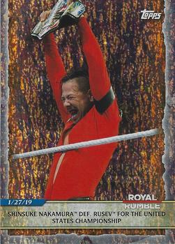 2020 Topps Road to WrestleMania - Foilboard #82 Shinsuke Nakamura Def. Rusev for the United States Championship Front