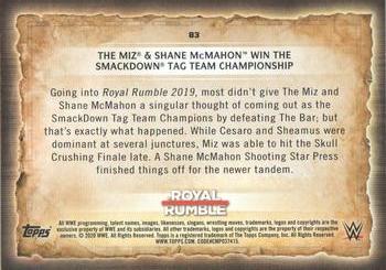 2020 Topps Road to WrestleMania - Foilboard #83 The Miz & Shane McMahon Win the SmackDown Tag Team Championship Back