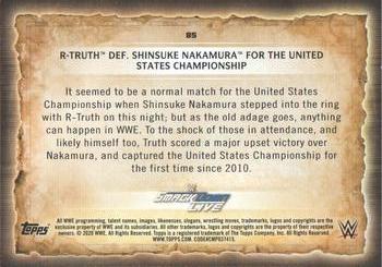 2020 Topps Road to WrestleMania - Foilboard #85 R-Truth Def. Shinsuke Nakamura for the United States Championship Back