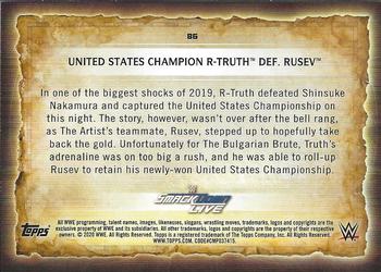 2020 Topps Road to WrestleMania - Foilboard #86 United States Champion R-Truth Def. Rusev Back