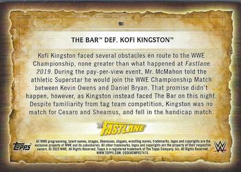 2020 Topps Road to WrestleMania - Foilboard #91 The Bar Def. Kofi Kingston Back