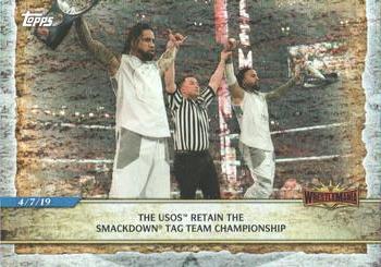 2020 Topps Road to WrestleMania - Foilboard #97 The Usos Retain the SmackDown Tag Team Championship Front