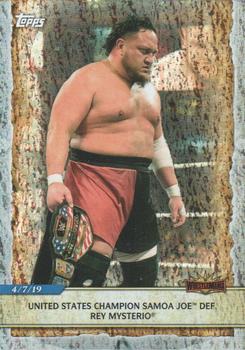 2020 Topps Road to WrestleMania - Foilboard #99 United States Champion Samoa Joe Def. Rey Mysterio Front