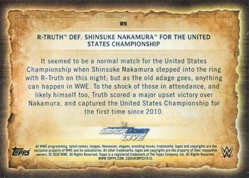 2020 Topps Road to WrestleMania - Blue #85 R-Truth Def. Shinsuke Nakamura for the United States Championship Back