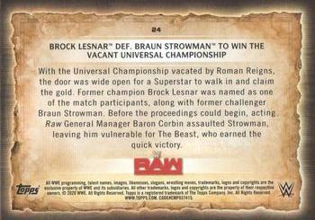 2020 Topps Road to WrestleMania - Silver #24 Brock Lesnar Def. Braun Strowman to Win the Vacant Universal Championship Back