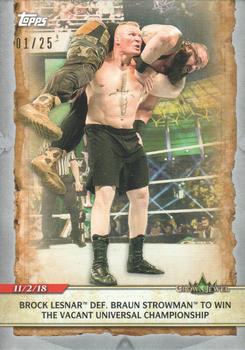2020 Topps Road to WrestleMania - Silver #24 Brock Lesnar Def. Braun Strowman to Win the Vacant Universal Championship Front