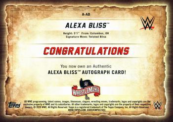 2020 Topps Road to WrestleMania - Autographs Blue #A-AB Alexa Bliss Back