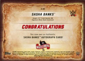 2020 Topps Road to WrestleMania - Autographs Blue #A-SB Sasha Banks Back