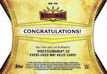 2020 Topps Road to WrestleMania - Superstar Mat Relics Bronze #MR-TM The Miz Back