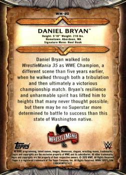 2020 Topps Road to WrestleMania - WrestleMania Roster #WM-20 Daniel Bryan Back
