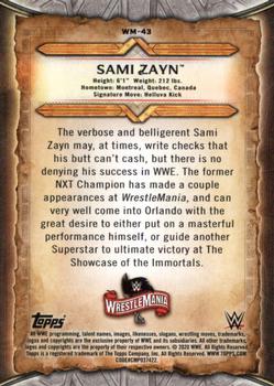 2020 Topps Road to WrestleMania - WrestleMania Roster #WM-43 Sami Zayn Back