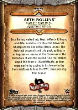 2020 Topps Road to WrestleMania - WrestleMania Roster #WM-45 Seth Rollins Back
