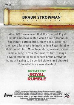 2020 Topps Road to WrestleMania - Yearly Records #YR-2 Braun Strowman Back