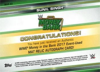 2019 Topps WWE Money in the Bank - Superstar Mat Relic Autographs Blue #MAR-SU Sunil Singh Back