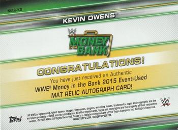 2019 Topps WWE Money in the Bank - Superstar Mat Relic Autographs Purple #MAR-KO Kevin Owens Back