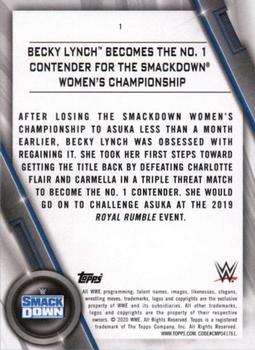 2020 Topps WWE Women's Division #1 Becky Lynch Becomes the No. 1 Contender for the Smackdown Women's Championship Back