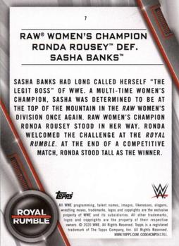 2020 Topps WWE Women's Division #7 Raw Women's Champion Ronda Rousey def. Sasha Banks Back