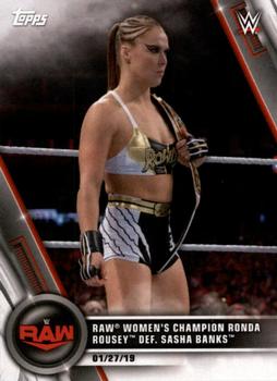 2020 Topps WWE Women's Division #7 Raw Women's Champion Ronda Rousey def. Sasha Banks Front