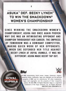 2020 Topps WWE Women's Division #8 Asuka def. Becky Lynch to Win the SmackDown Women's Championship Back