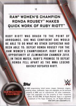 2020 Topps WWE Women's Division #12 Raw Women's Champion Ronda Rousey Makes Quick Work of Ruby Riott Back