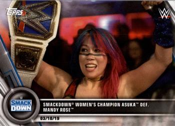 2020 Topps WWE Women's Division #15 SmackDown Women's Champion Asuka def. Mandy Rose Front
