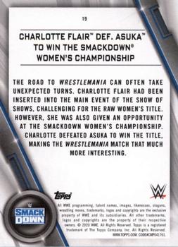 2020 Topps WWE Women's Division #19 Charlotte Flair def. Asuka to Win the SmackDown Women's Championship Back