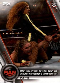 2020 Topps WWE Women's Division #22 Becky Lynch Wins Both the Raw and SmackDown Women's Championships Front