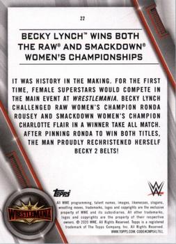 2020 Topps WWE Women's Division #22 Becky Lynch Wins Both the Raw and SmackDown Women's Championships Back