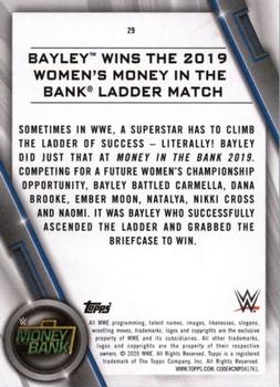 2020 Topps WWE Women's Division #29 Bayley Wins the 2019 Women's Money in the Bank Ladder Match Back