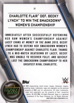 2020 Topps WWE Women's Division #31 Charlotte Flair def. Becky Lynch to Win the SmackDown Women's Championoship Back