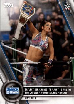 2020 Topps WWE Women's Division #32 Bayley def. Charlotte Flair to Win the SmackDown Women's Championship Front