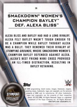 2020 Topps WWE Women's Division #36 SmackDown Women's Champion Bayley def. Alexa Bliss Back